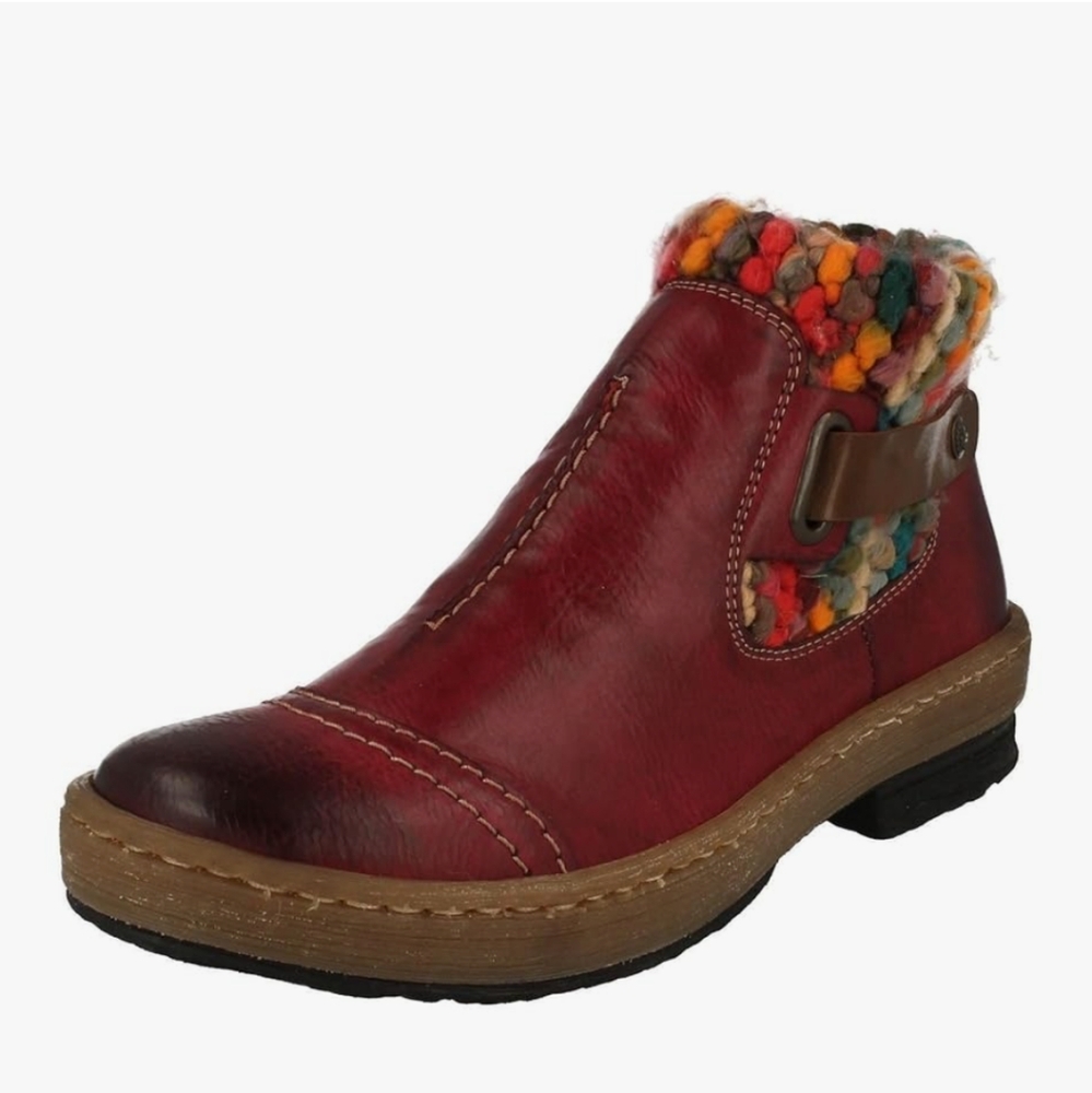 Rieker Felicitas Zipper Ankle Boot,‎ Burgundy, Lined, Women's Size 8, Euro 39